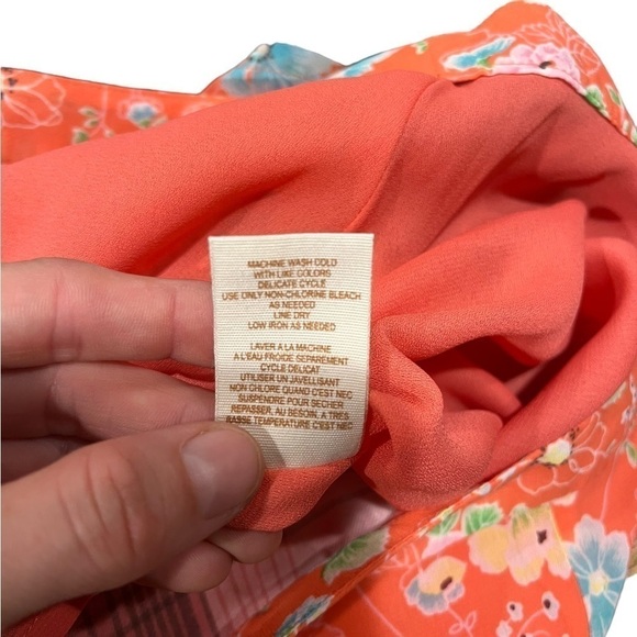 Free People Coral Floral Pleated Mini Shorts Size 10 Flowy Chiffon - Picture 8 of 9